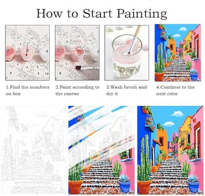 ZRIZQ Paint by Numbers Kit for Adults Beginner,Cityscape Cactus,16x20 - Image 5