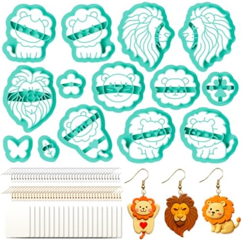 14Pcs Polymer Clay Cutters Lion Ceramics Jewelry Cutters for Animal Themed Polymer Pottery Jewelry Making by beinkmake