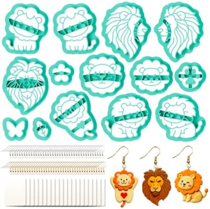 14Pcs Polymer Clay Cutters Lion Ceramics Jewelry Cutters for Animal Themed Polymer Pottery Jewelry Making by beinkmake