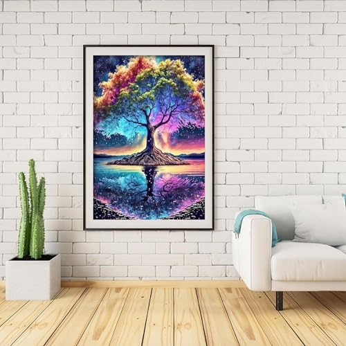 Tree of Life Paint by Numbers Kit for Adults Beginner with Wooden Framed,Adult Paint by Number Kits On Canvas,Adults' Paint-by-Number Kits DIY Oil Painting Kits for Gift Home Wall Decor 12x16 Inch - Image 3