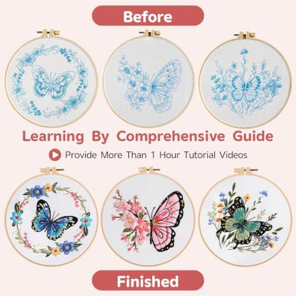 Meyocky Butterfly Flower Embroidery Kit for Beginners with Stitch Videos - Image 4