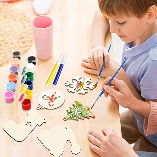 Collabell Christmas Wooden Painting Craft Kit, Paint Your Own Xmas Ornaments, Unfinished Wood Slices Christmas Crafts for Kids Adults, Art and Craft Supplies for Christmas Tree Hanging Decorations - Image 3