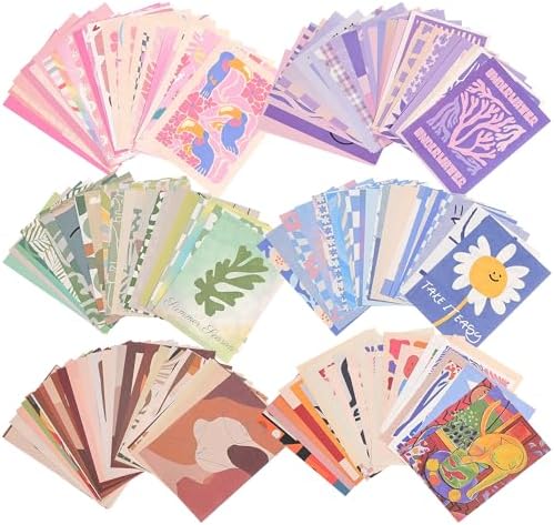 emmoolife 300 Sheets Aesthetic Scrapbook Paper, Retro Boho Pastel Wall Collage Scrapbooking Supplies Craft Decorative Papers Abstract Art Hippie Pattern Room Fashion Decor Paper for Card Making Gift by emmoolife