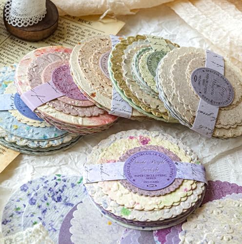 300Pcs Textured Scrapbook Supplies Kit, Round Edge Embossed Rice Paper by K+Kattone