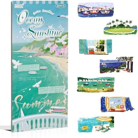 Summer Scenery Sticker Book, PET & Washi Stickers for Journaling by Diuhofart