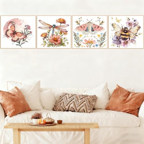 VIGEGU 4 Pack Insect Paint by Numbers Kit for Adults Beginner with Framed - Image 2