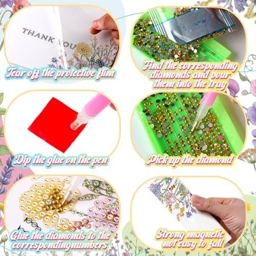 Saillong 12 Pack Thank You Diamond Painting Greeting Cards with Envelopes - Image 4