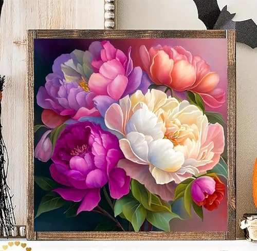 MaiMMaledy Paint by Numbers Kit for Adults Beginners with Framed Canvas Pictures Drawing Painting Acrylic Pigment with Wooden Triangle Easel 10Lx10W inch Peony - Image 3