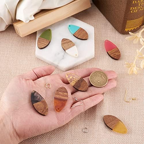 Cheriswelry Resin Wood Drop Earring Making Kit 16Pcs 38mm Teardrop Resin Walnut Wood Pendants with 60Pcs Earring Hooks 60Pcs 7x0.8mm Jump Rings for Women DIY Dangle Earring - Image 5