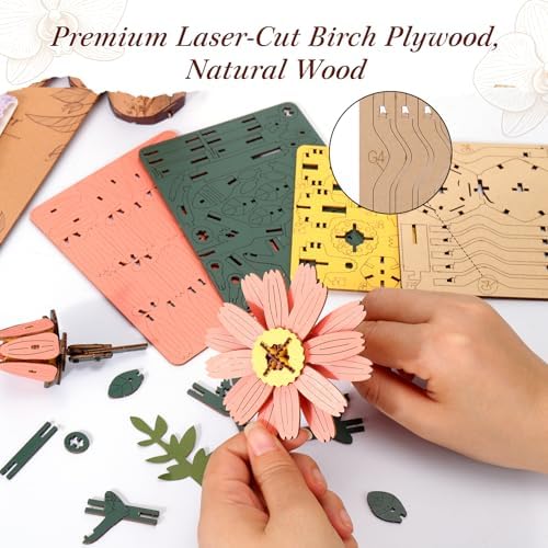 BUSOHA 3D Wooden Flower Puzzle for Adults - Daisy DIY Craft Kit - Image 4