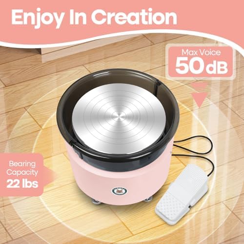 MZOKUU Pottery Wheel for Adults 11 Inch 450W Electric Ceramic Forming Machine Foot Pedal Control Adjustable 50-300RPM Speed ABS Detachable Basin Sculpting Tools Kit Arts Craft DIY Gift (Pink) - Image 5