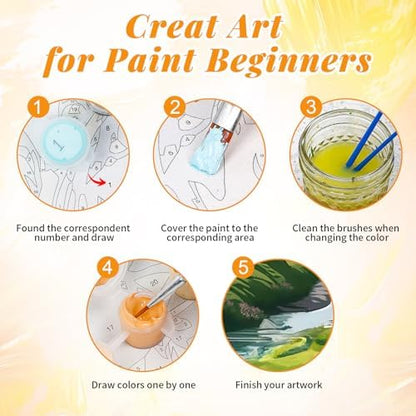 4 Pack Paint by Numbers Kit for Adults with Frame, National Parks Landscape DIY Painting Kit for Beginners, Mountain & Canyon Scenic Canvas Paint by Number Set for Nature Wall Decor, 8x12 Inch - Image 6