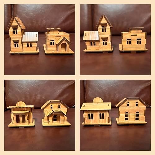 4-in-1 Log Cabin Mini House 3D Wooden Puzzle Building Kit Set - Image 6