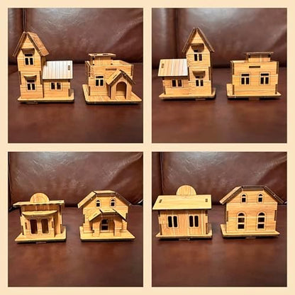 4-in-1 Log Cabin Mini House 3D Wooden Puzzle Building Kit Set - Image 6