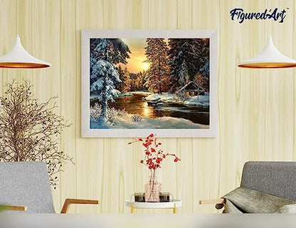 Figured'Art Paint by Numbers for Adults with Frame Sunset Forest 16"x20" - Craft Art Painting DIY Kit Canvas Already Stretched on a Wooden Frame - Image 4