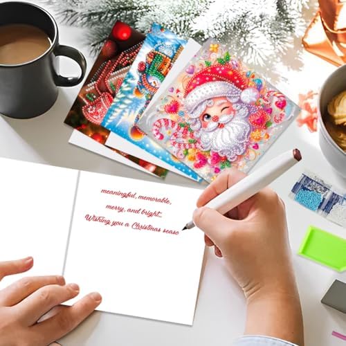 12 Pcs Diamond Art Greeting Cards with Envelopes Merry Christmas Snowman Xmas Theme Diamond Painting Greeting Cards DIY Diamond Art Crafts for Adults Teens (Colorful-2) - Image 3