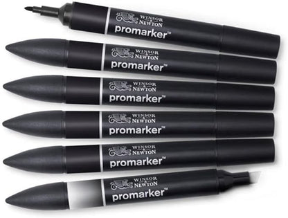 Winsor & Newton ProMarker Set, 6 Count, Blacks + Blender