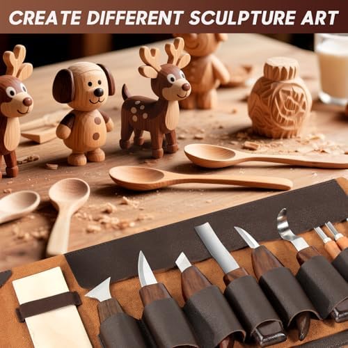 17Pcs DIY Wood Carving Tools, 6 Whittling Knives, 5 Detail Carving Knives - Image 6