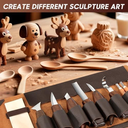 17Pcs DIY Wood Carving Tools, 6 Whittling Knives, 5 Detail Carving Knives - Image 6