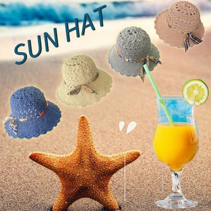 SHENJILL Crochet Kit for Beginners Sun Hat Crochet Women Beach Hat Beginner Knitting Kit for Adults Easy Starter Yarn Kits for Crocheting Easy-to-Follow Instructions (Light Brown) - Image 6