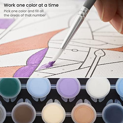 ARTEZA Paint by Number for Adults, 12x16 Inches, 21 Pieces, Boat Paint by Numbers Kit, Comes with 1 Canvas Panel, 12 Acrylic Paint Pots, 5 Paintbrushes, Art Supplies for Beginners & Hobby Painters - Image 4