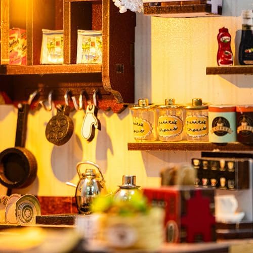 DIY Miniature House Kit with LED Lights,Mini House Kit DIY Dollhouse Kit for Adults to Build, Model Building Craft Kit, for Birthday Christmas - Image 4