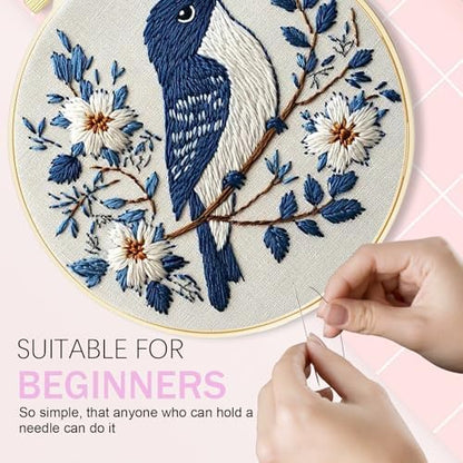 Huacan Embroidery Kit for Beginners Adult, Include Embroidery Cloth Hoops Threads for Craft Lover Hand Stitch with Embroidery Skill Techniques - Image 5