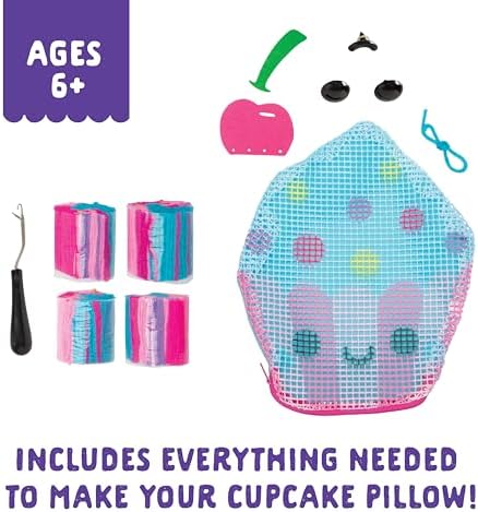 LatchKits Cupcake Pillow - Latch Hook Kits for Kids, Arts and Crafts, Yarn Art, Kids Crafts, Toys for Girls, Birthday Gift for Girls, Easy to Follow Pattern, Hook Included, Craft Kits, Ages 6+ - Image 6