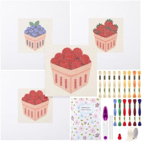 Irenare 3 Sets Fruit Needlepoint Kit for Beginners Embroidery Cross by Irenare