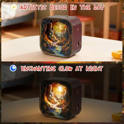3D Wooden Puzzle Night Light DIY LED Art Lamp Kit for Adults Desk Decor Relaxing Craft Model Table Ornament and Birthday Gift (Sunset Valley) - Image 3