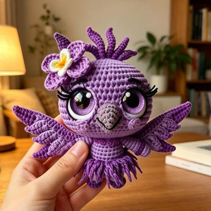 FRANDEK DIY Purple Bird Crochet Kit for Adults, Cute Plush Animal Set - Image 3
