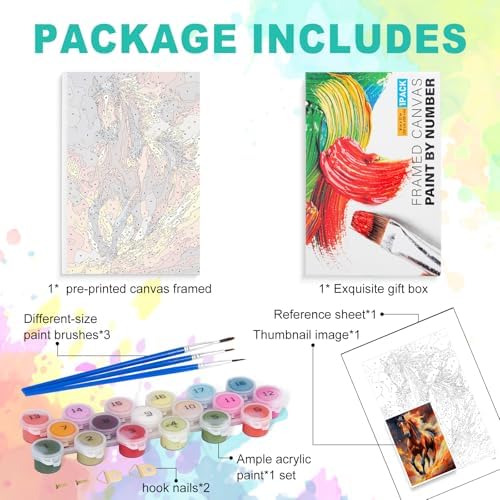 GEEHEIY Framed Paint by Numbers Kit for Adults, Running Horse, 8X 12 Inch - Image 4