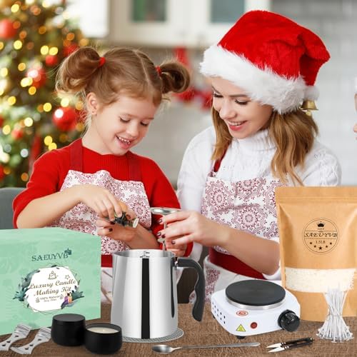 SAEUYVB Candle Making Kit,Easy to Make Colored Candle Soy Wax Kit,Including Soy Wax, Wicks,Melting Pot, Tins and More - Image 6
