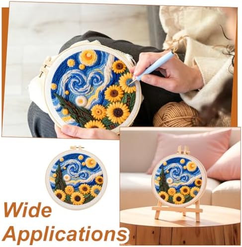 BEUNITONE Starry Sky Scenery Punch Needle Kit for Adults Beginners, Complete Embroidery Craft Kits with Needle, Hoop and Easy to Follow Instructions, Create Home Decor, Wall Hanging Art Making 20x20cm - Image 6