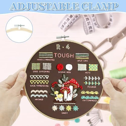4 Sets Embroidery Kit for Beginners Including Embroidery Cloth with Patterns Thread Complete Sewing Practice Set for Adults DIY Craft,Easy to Learn 38 Different Stitches - Image 6
