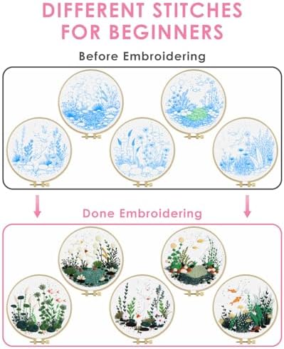 TINDTOP 5 Pack Embroidery Kit for Adult, Embroidery DIY Starter Kit - Image 3