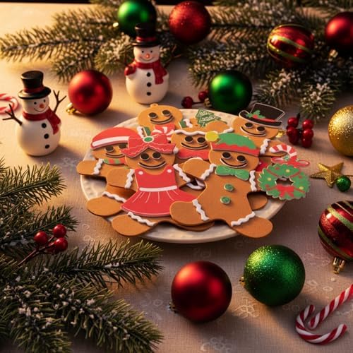 Remagr 48 Pcs Felt Gingerbread Man Craft Kit Christmas DIY Ornament - Image 3