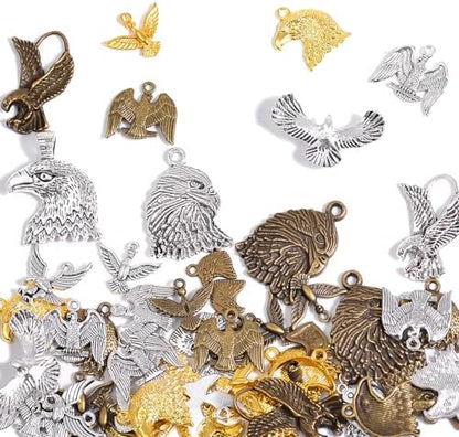 stino 100g Metal Pendant Charms for Jewelry Making, Bulk Silver & Gold Plated Charms for Braclet Necklace Crafts, Animal Plant Flower Pet and so on by stino
