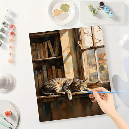 TAOPAOLAB Cozy Home Paint by Numbers Kit for Adults - DIY Sleeping Cute Tabby Cat Painting on Canvas 16x20 Inches, Acrylic Paint Set, Suitable for Beginners, Art for Home Decoration or Gifts - Image 3