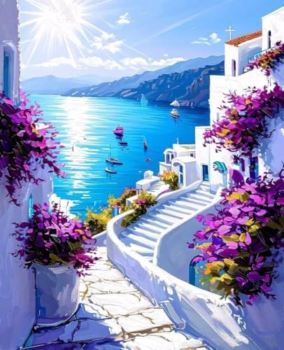 Sea Paint by Numbers Kit for Adults Flower Paint by Numbers, DIY Acrylic Watercolor Oil Painting Kits for Adults Beginners with Brushes, Hobbies for Women for Home Wall Decor, Gifts 28x38 in 0-70 by Unknown