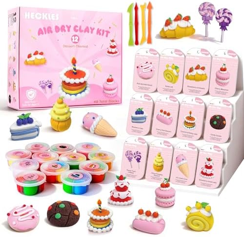 Air Dry Clay Kit for Kids 3-12, 12 Boxes with 48 Modeling Clay Blocks by HECKLES