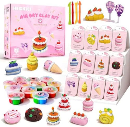Air Dry Clay Kit for Kids 3-12, 12 Boxes with 48 Modeling Clay Blocks by HECKLES
