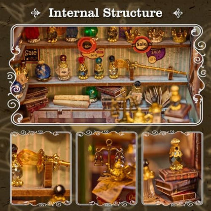 Book Nook Kit, Magic Shop DIY Miniature House Kit with Stepless Dimming - Image 4