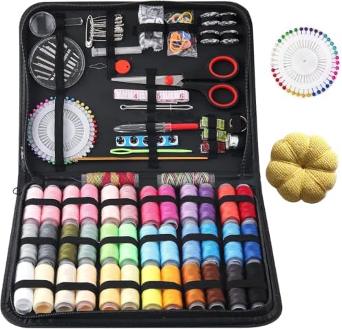 LUPOGRIGIO Sewing Machine Kit for Hand Held Sewing Machine, 183PCS Needle and Thread Kit with Basic Sewing Supplies and Accessories for Travel Small Fixes, Emergency Repairs, Beginners by LUPOGRIGIO