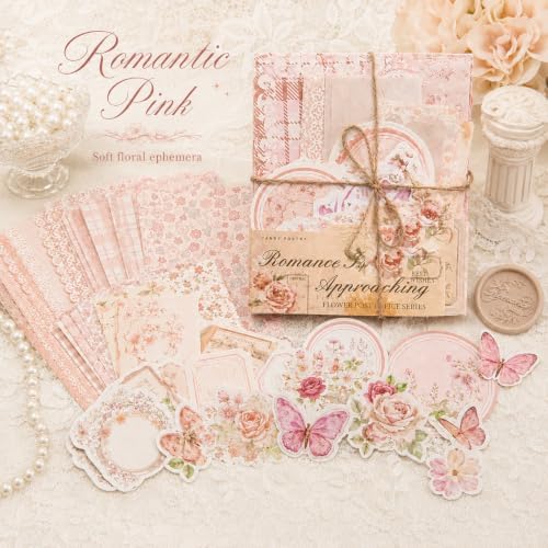 400Pcs Vintage Floral Scrapbooking Kit, Paper & Stickers - Image 4