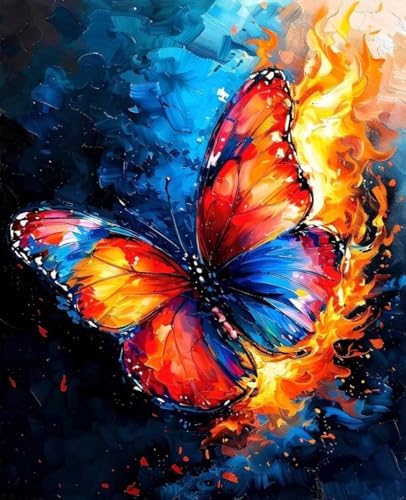Paint by Numbers Kit for Adults Beginner, Animal Paint by Numbers Butterfly, DIY Easy Acrylic Watercolor Oil Painting Kit with Brushes, Arts and Crafts for Adult for Home Wall Decor 16x20 in 0-37 by Unknown