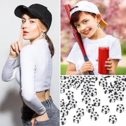 EVERMARKET 100pcs Soccer Beads Polymer Clay Football Softball Beads Charms Soccer Ball Spacer DIY Sports Bead for Necklace Bracelet Handmade Jewelry Making Accessories Supplies - Image 5