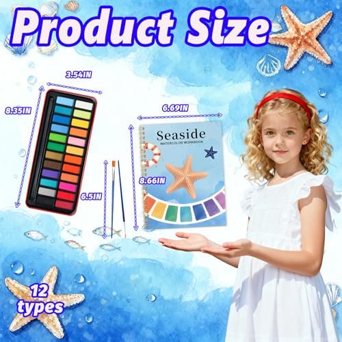Watercolor Workbook - Coloring Book Beginner Friendly Painting Kit, Watercolor Workbooks for Adults with 24 Colors Paint, Exploration Gift for Adults Teens (Seaside) - Image 3