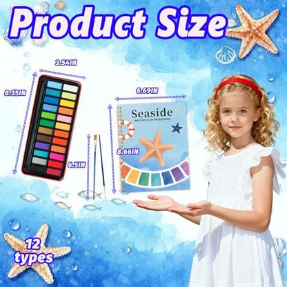 Watercolor Workbook - Coloring Book Beginner Friendly Painting Kit, Watercolor Workbooks for Adults with 24 Colors Paint, Exploration Gift for Adults Teens (Seaside) - Image 3