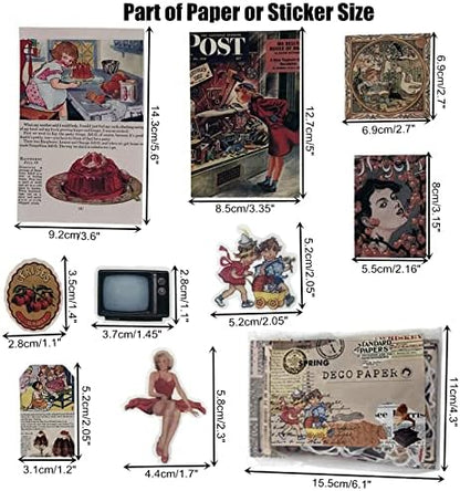 Esweny 200PCS Vintage Scrapbooking Supplies Kit for Journaling,Junk Journal Planners Aesthetic Cottagecore Room Decor Wall Art Collage Album (Retro Memory) - Image 3